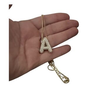 NWOT costume gold color bubble 'A' pendant necklace